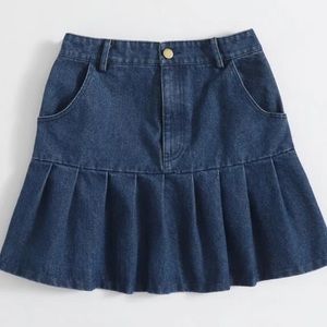 Shein high rise denim pleated skirt